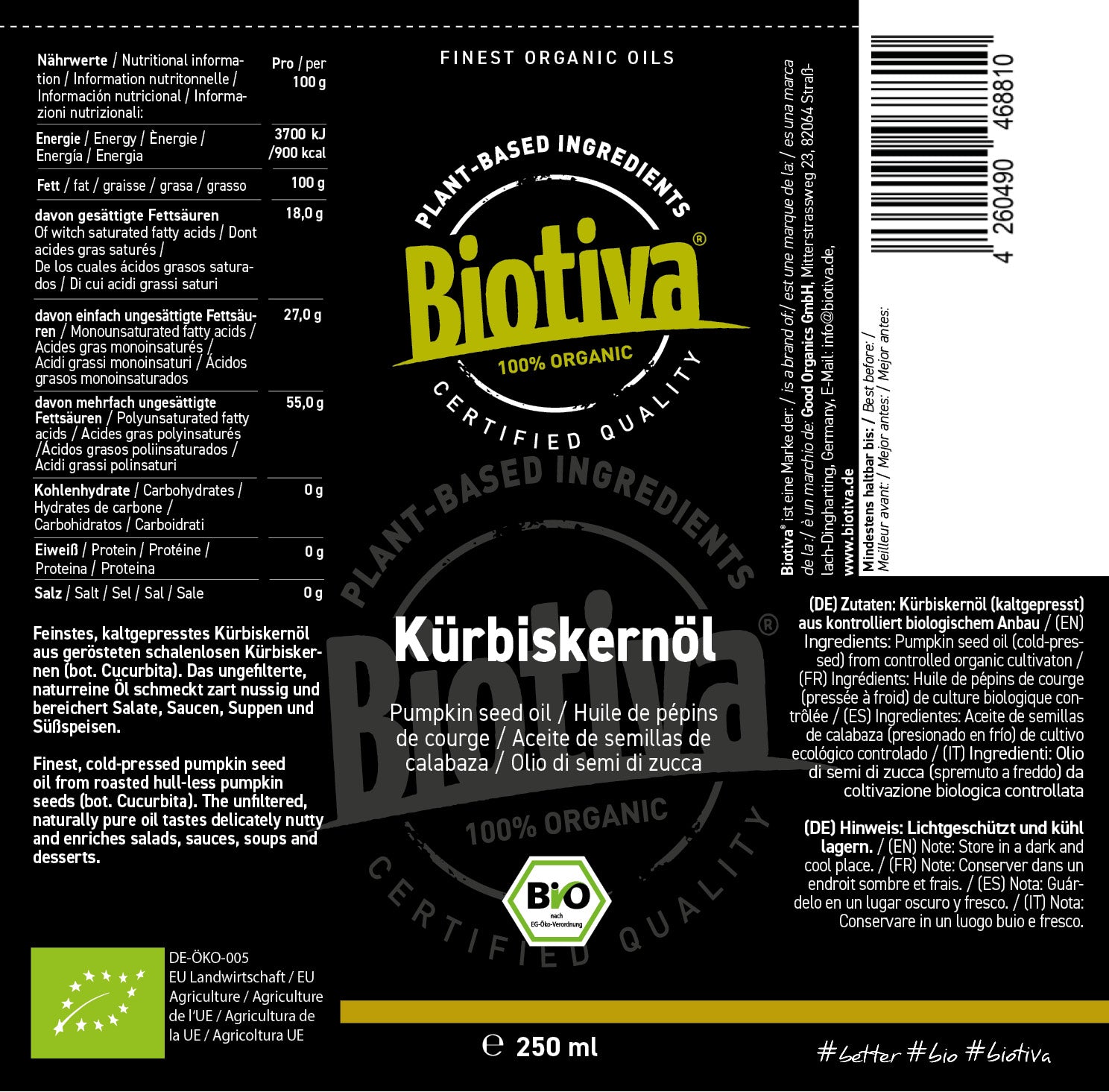 Kürbiskernöl Bio 250ml