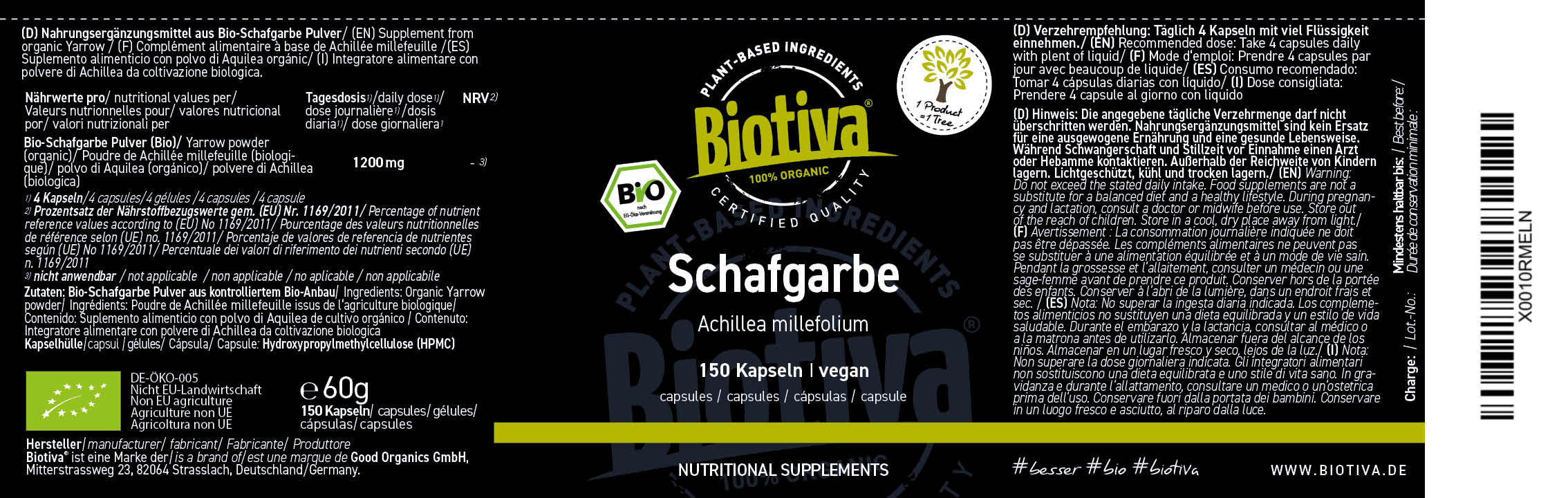 Schafgarbe Bio (150 Kapseln)