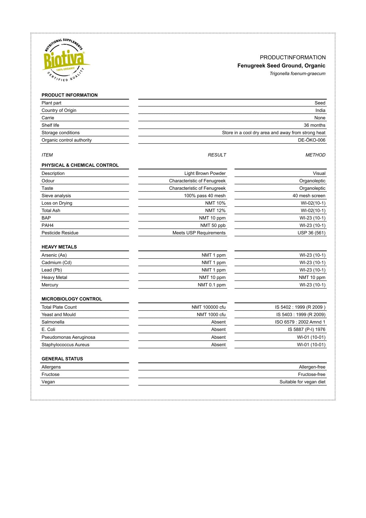 Bockshornkleesamen gemahlen Bio