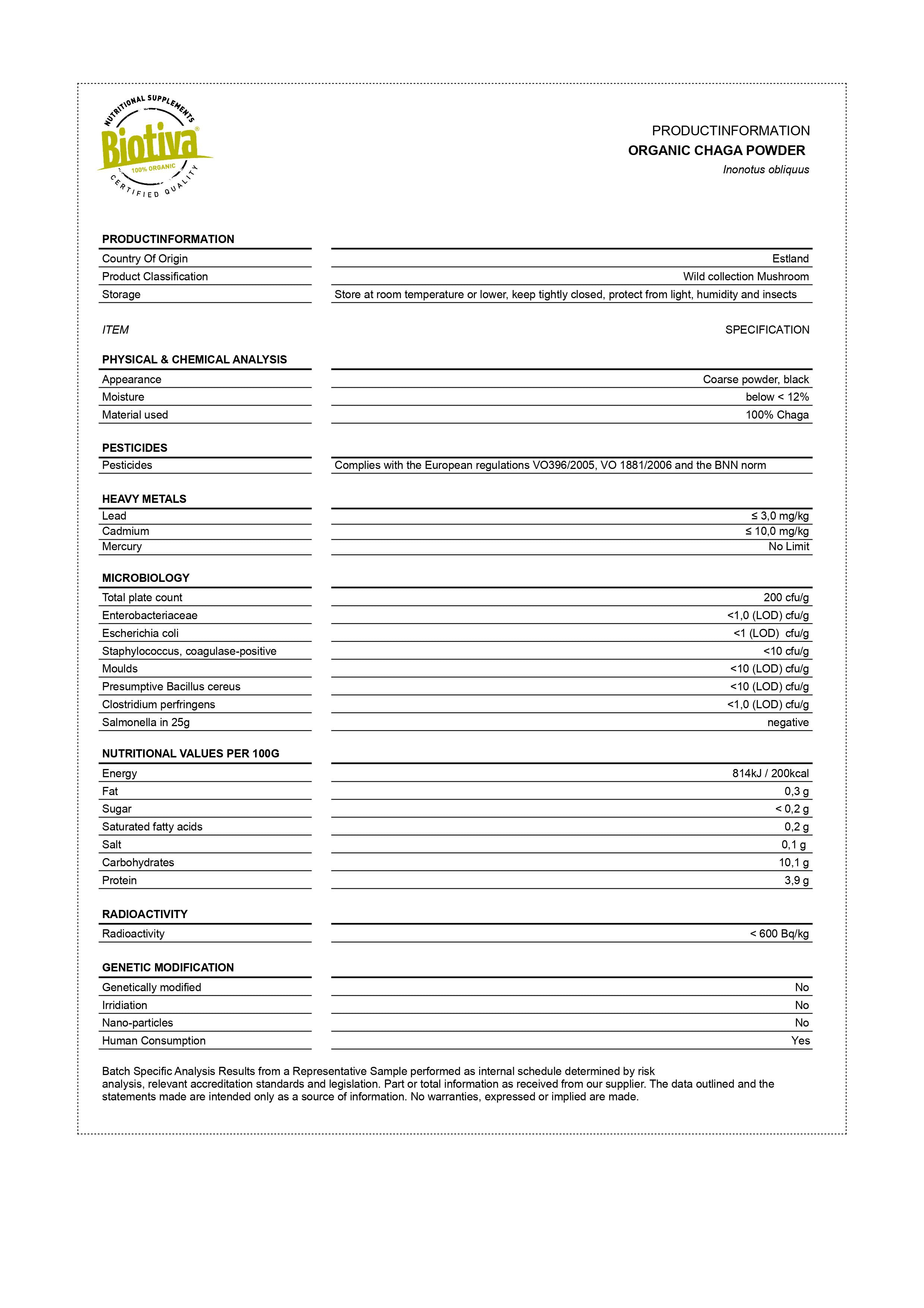 Chaga Pilz Pulver Bio