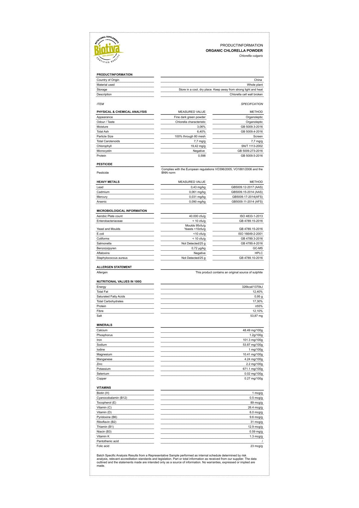 Chlorella Pulver Bio