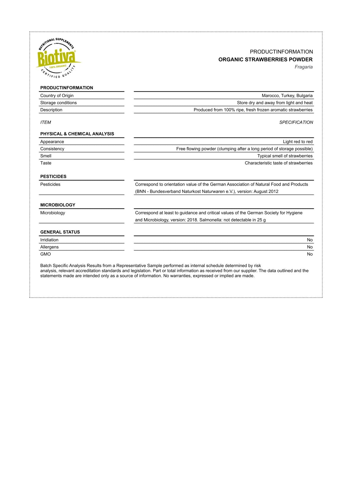 Erdbeer Pulver gefriergetrocknet Bio