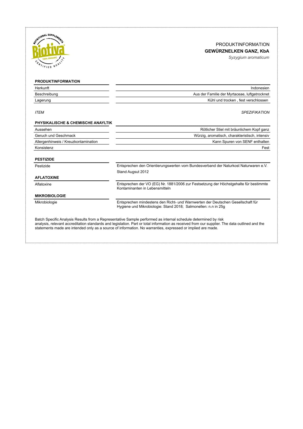 Gewürznelken ganz Bio