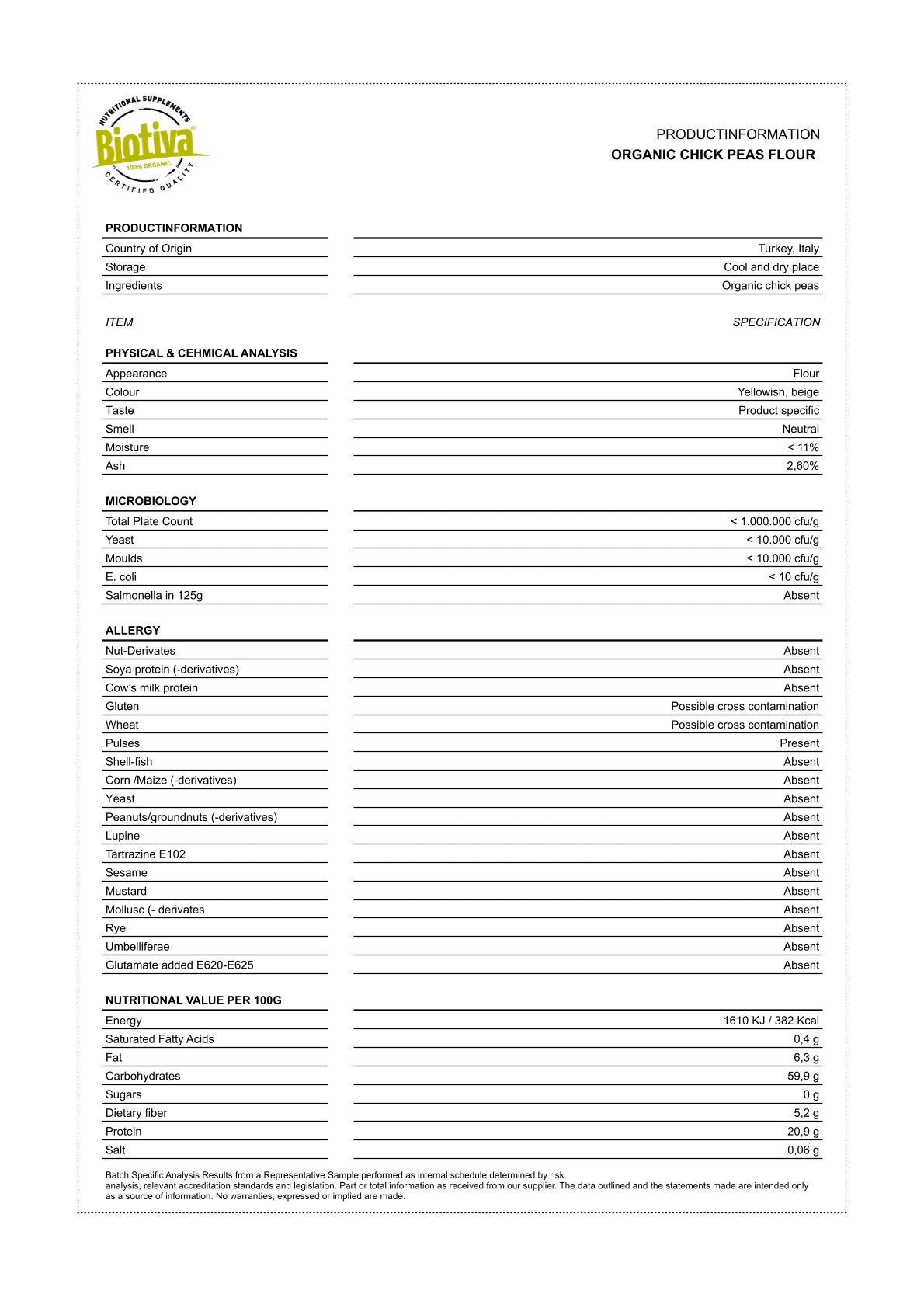 Kichererbsenmehl Bio 1000g