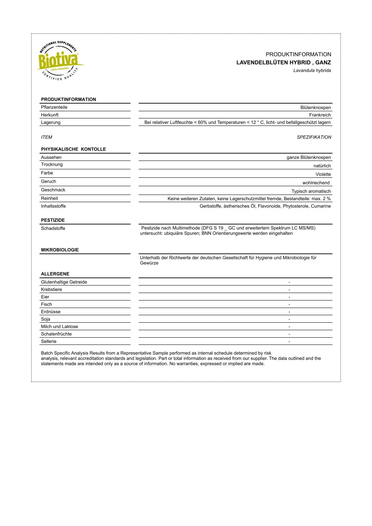 Lavendelblüten ganz Bio