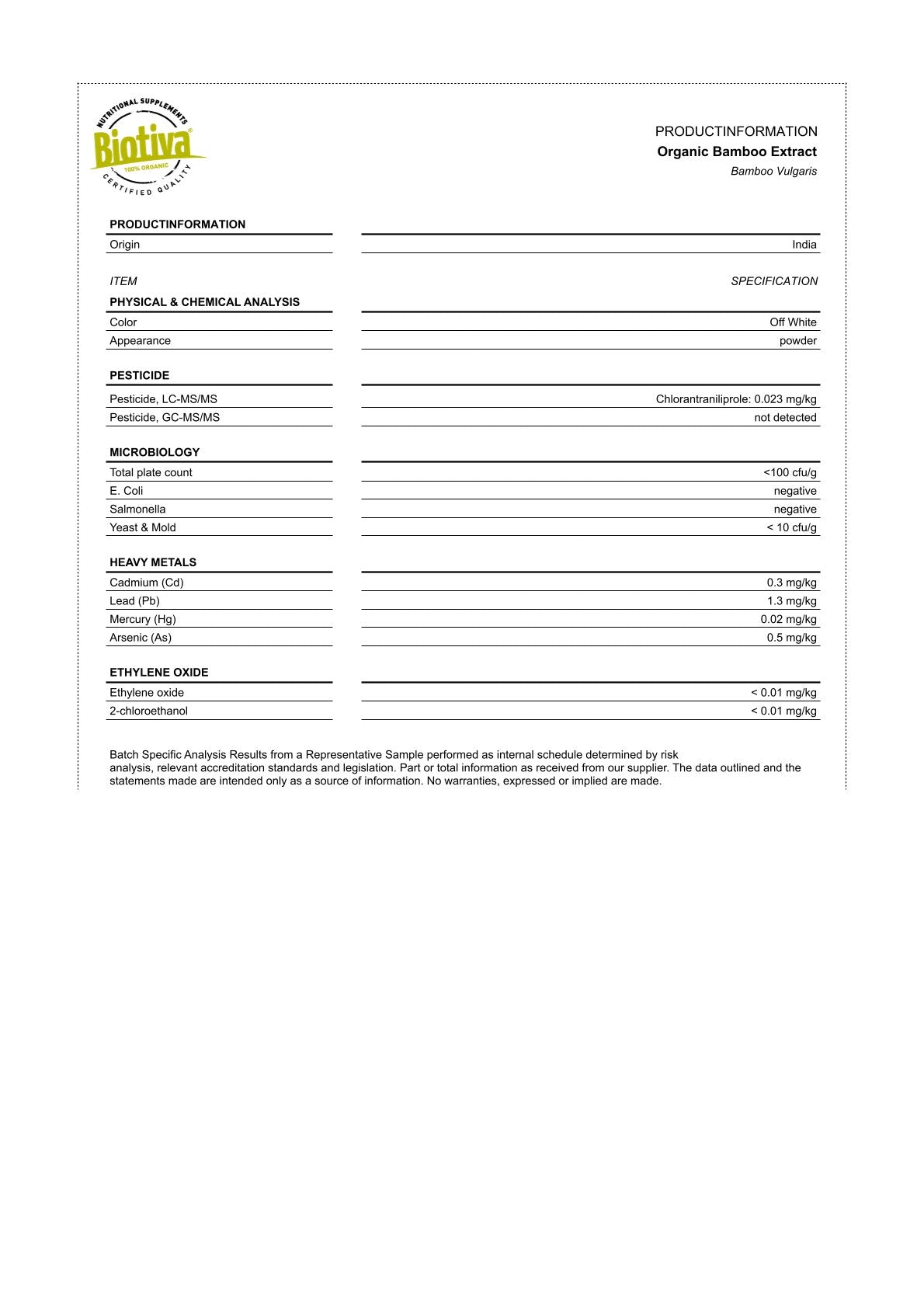 Bambusextrakt Pulver Bio 100g