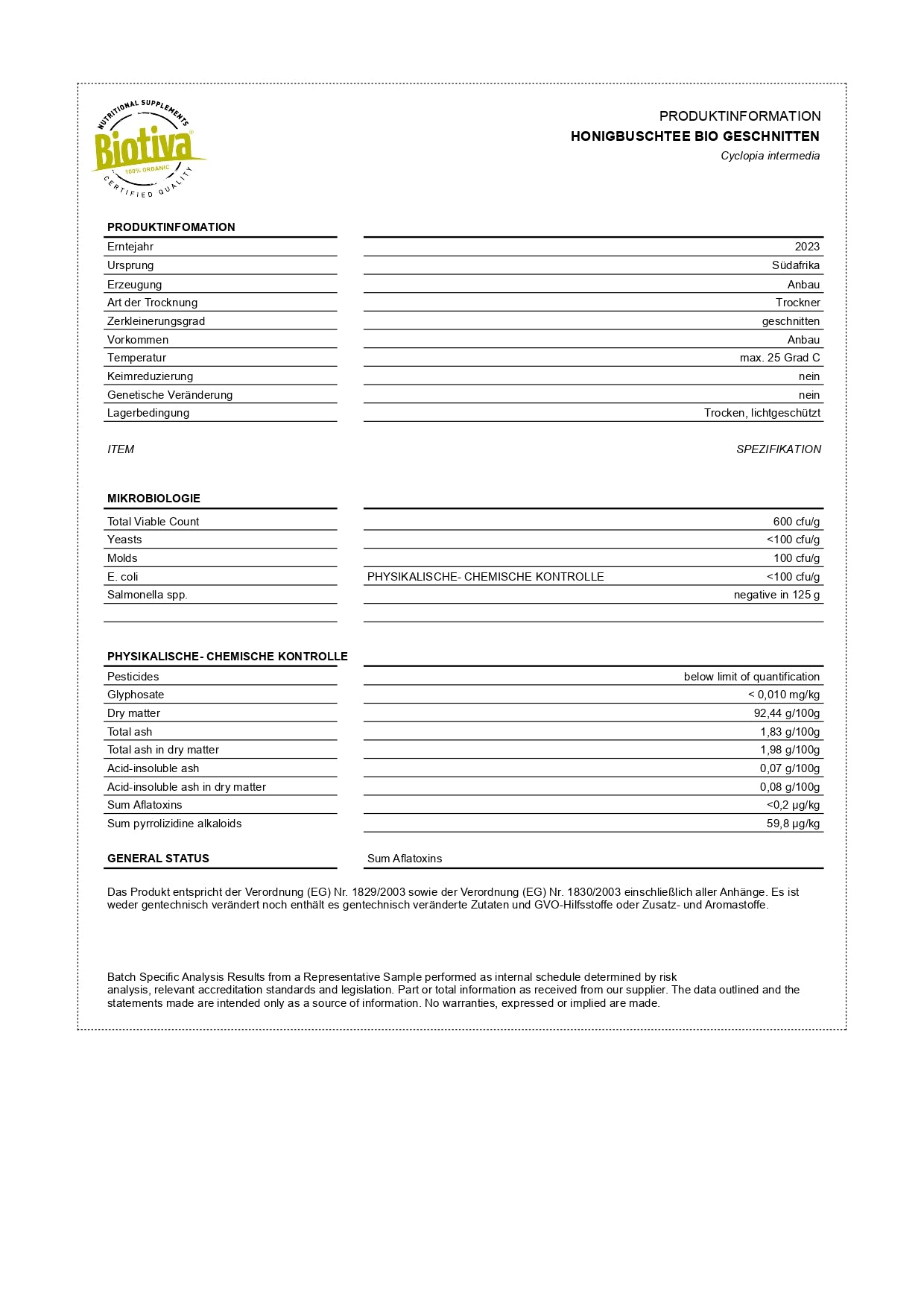 Honeybush Tee Bio 100g