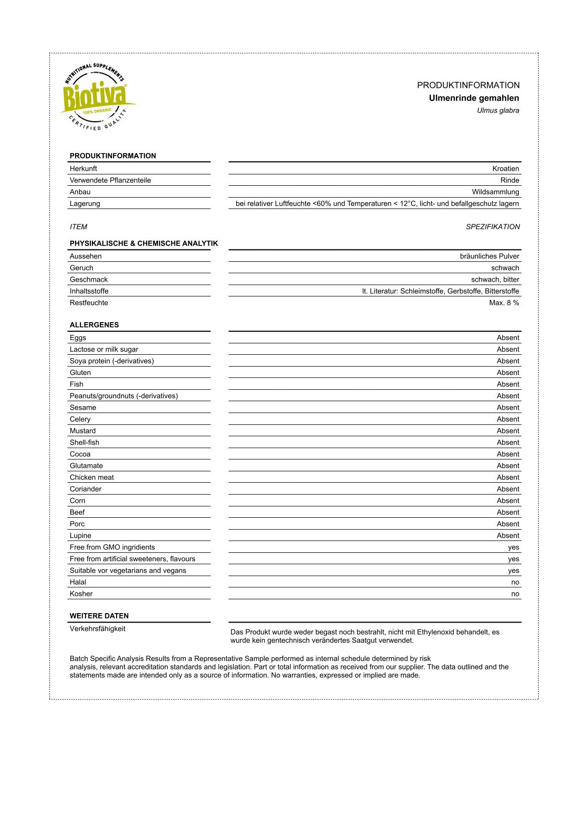 Ulmenrinde Pulver Bio 100g