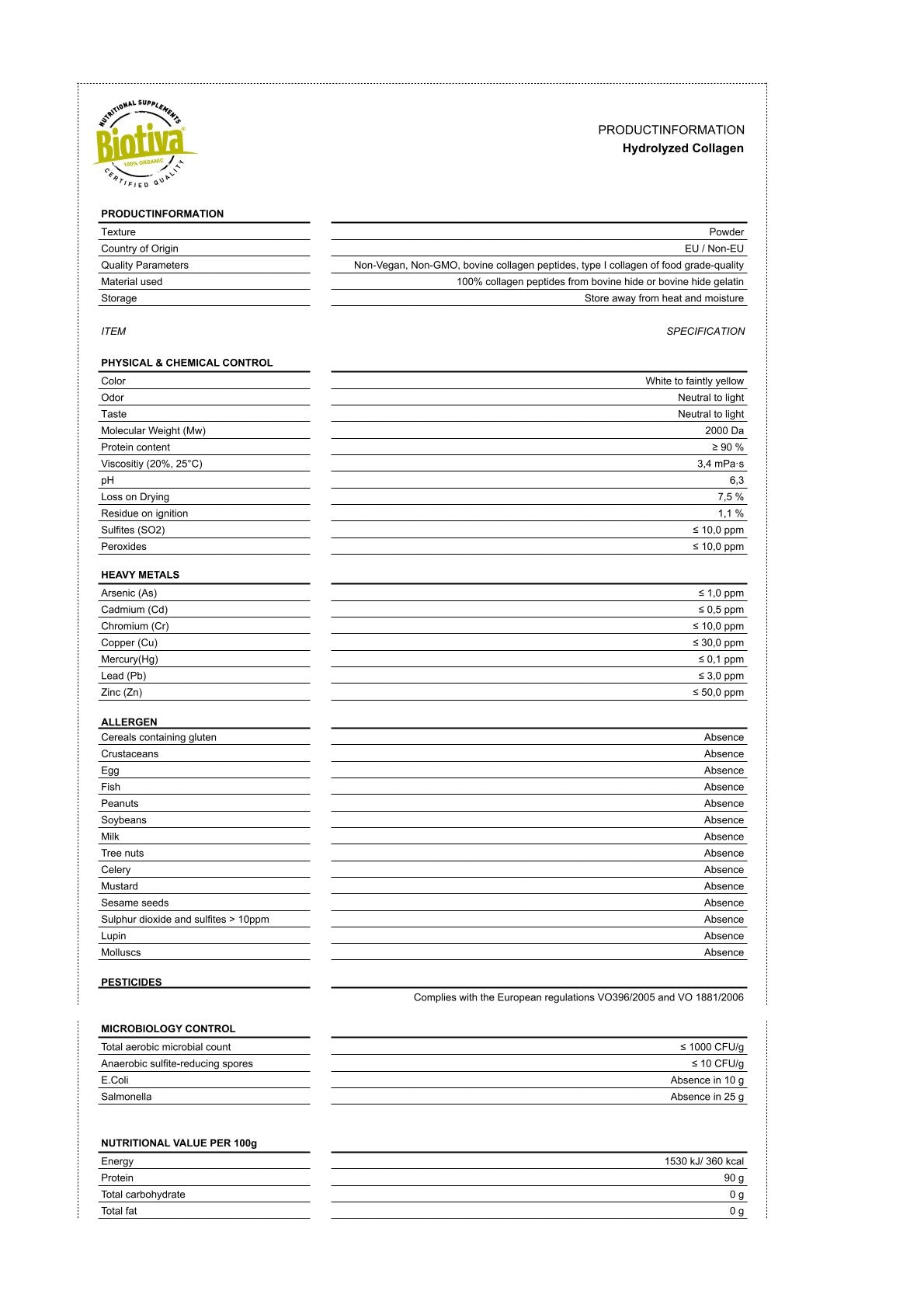 Kollagen Hydrolysat Pulver
