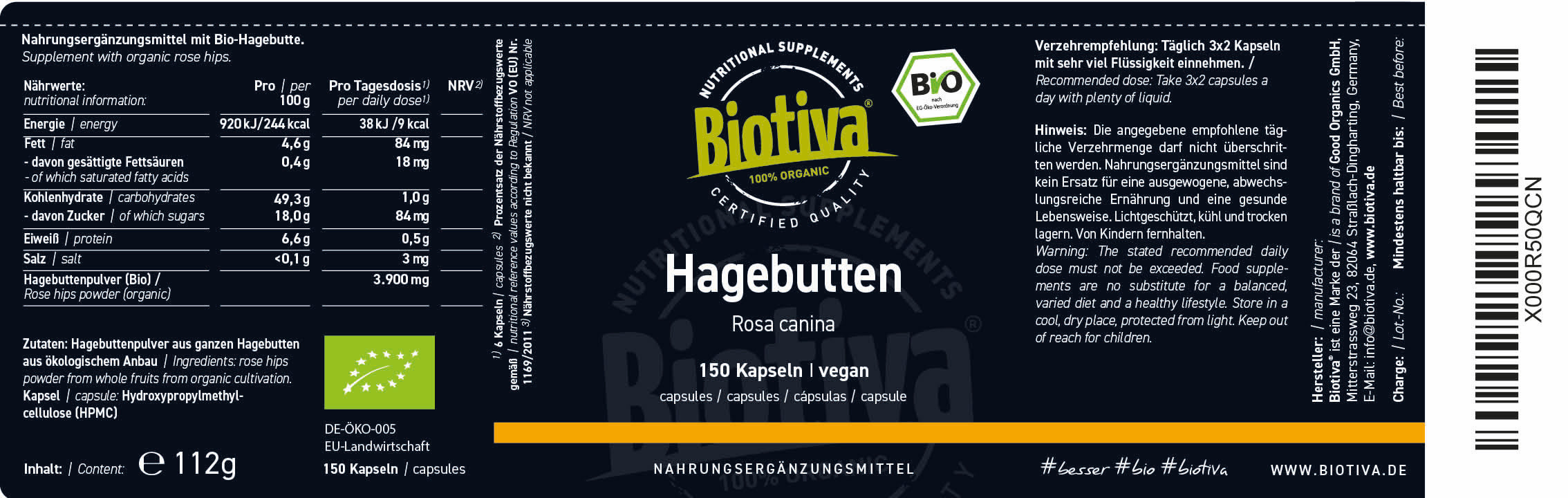 Hagebutten Kapseln Bio