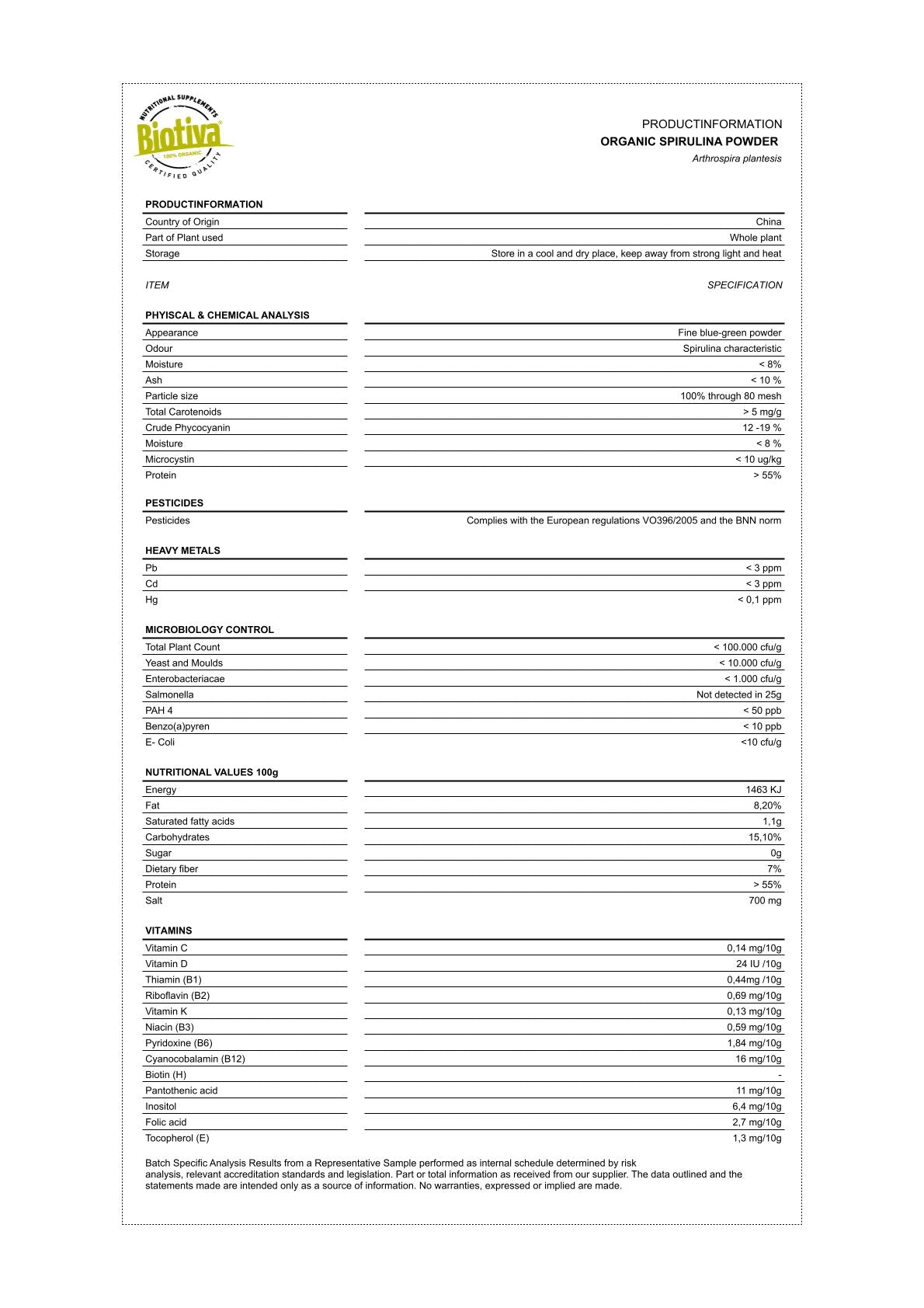 Spirulina Pulver Bio 500g