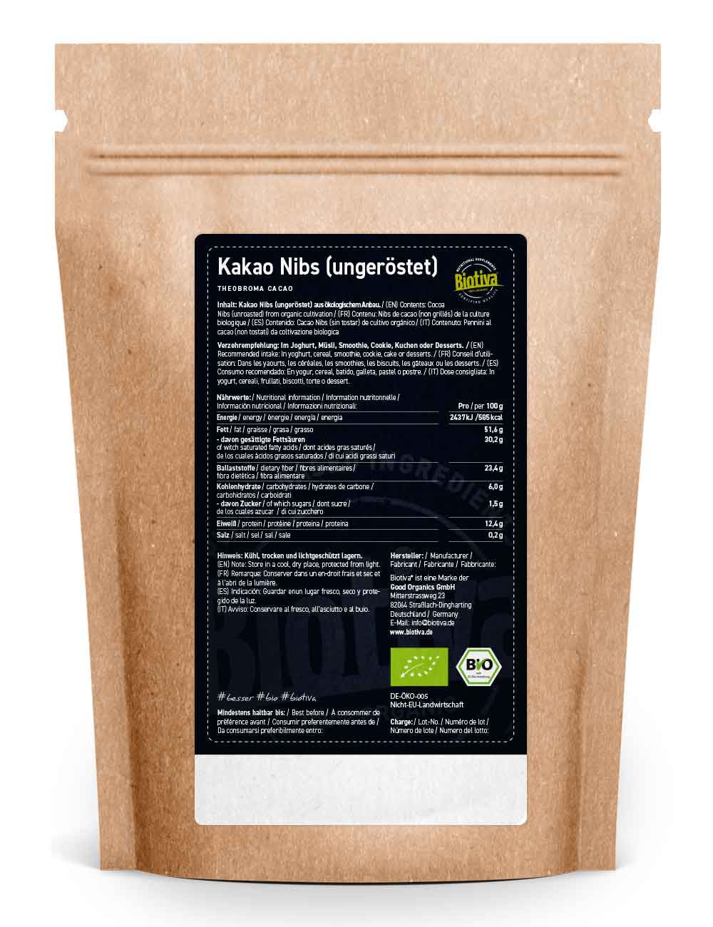 Kakao Nibs ungeröstet Bio