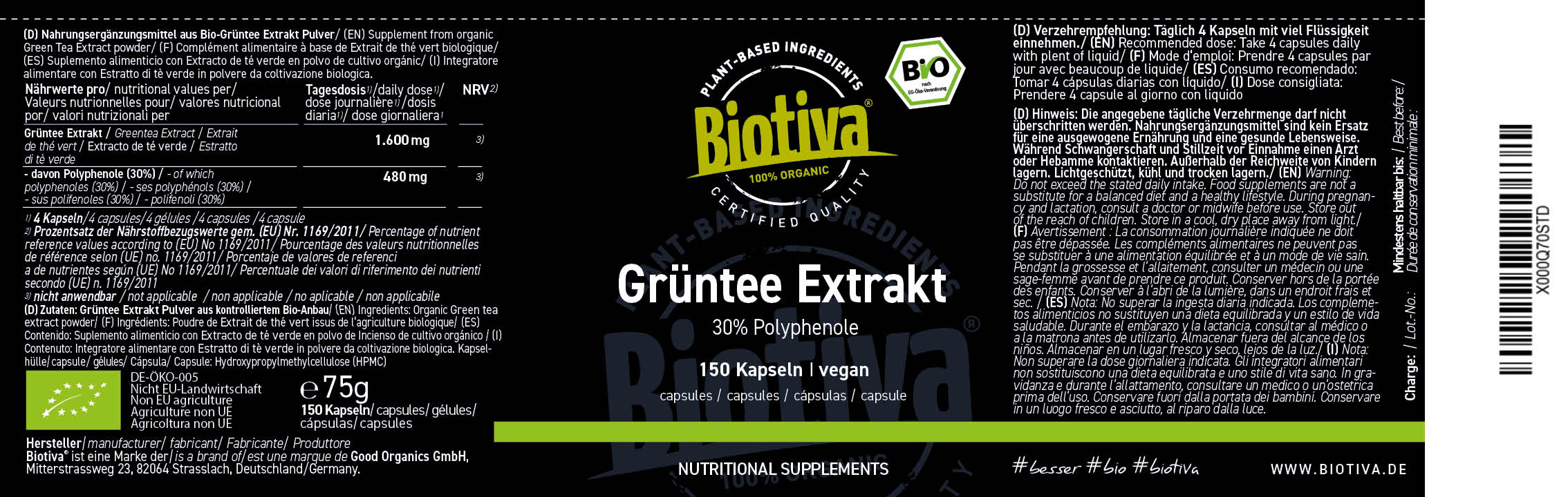 Grüntee Extrakt Bio Kapseln