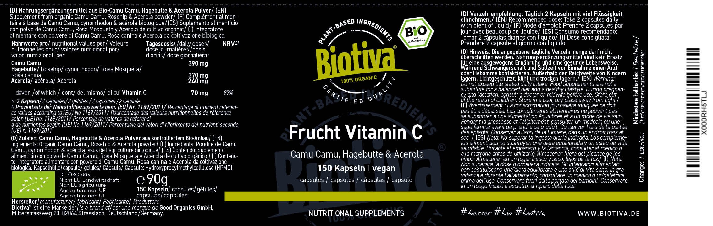 Acerola-Camu-Hagebutte Mix Bio (150 Kapseln)