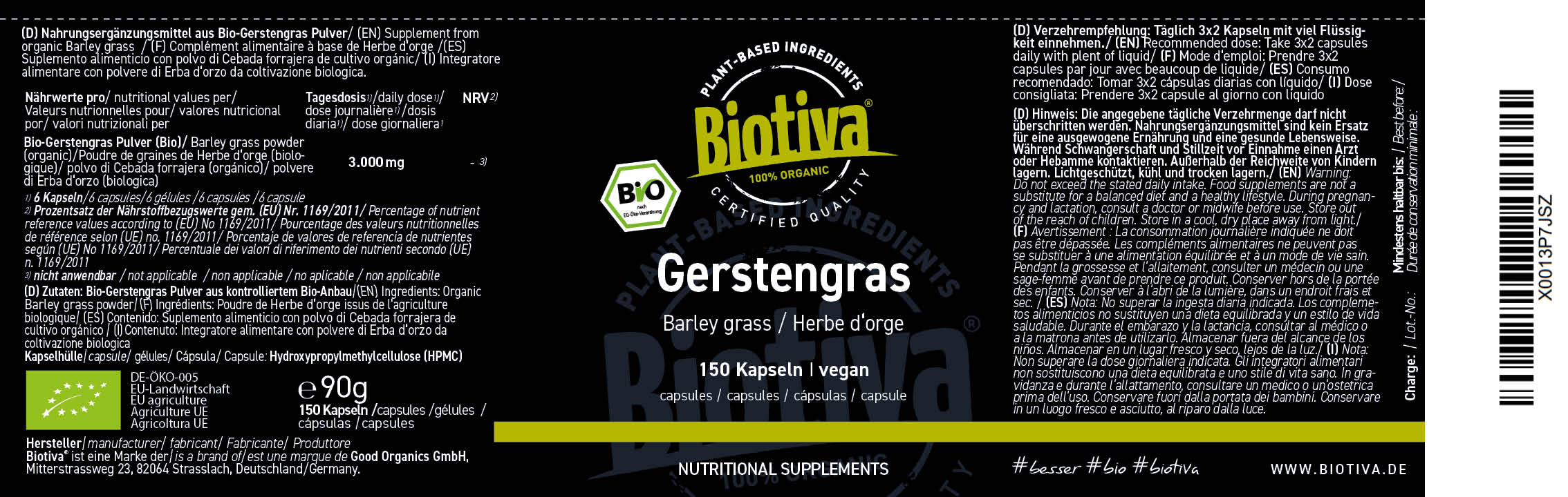 Gerstengras Kapseln Bio