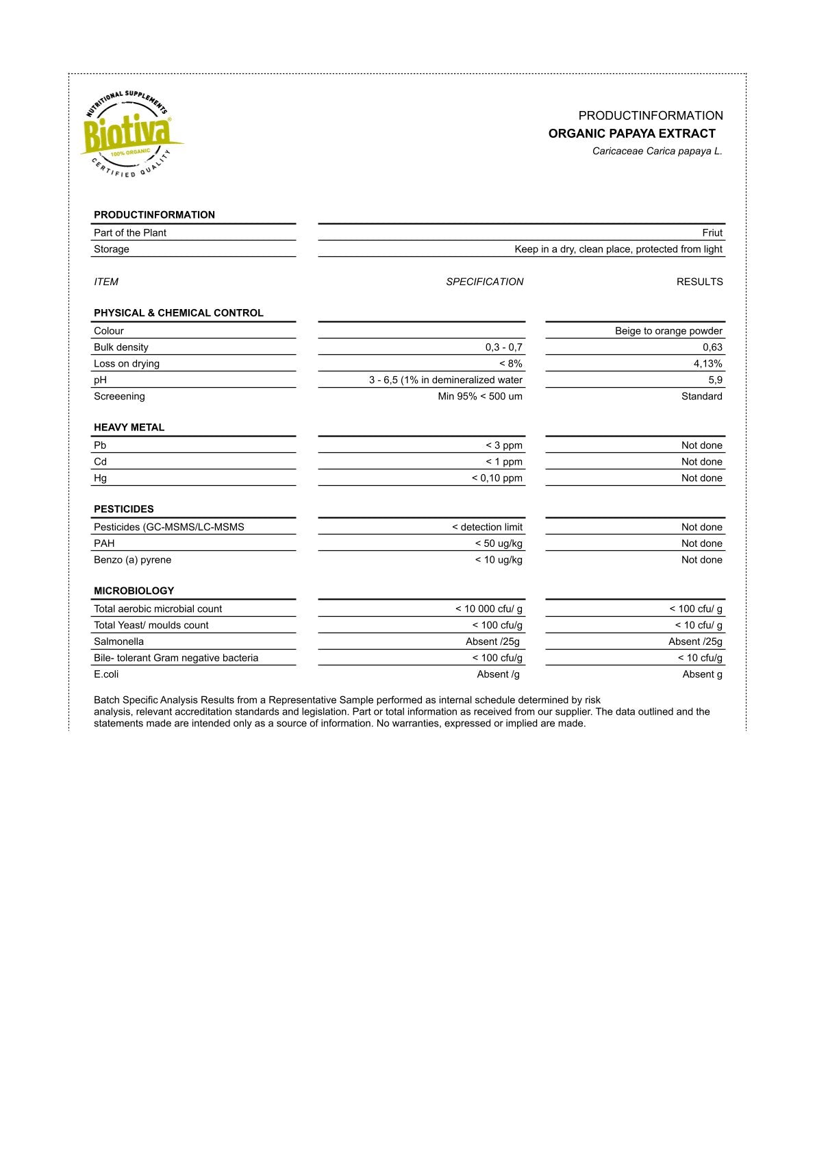 Papaya Extrakt Bio (140 Kapseln)