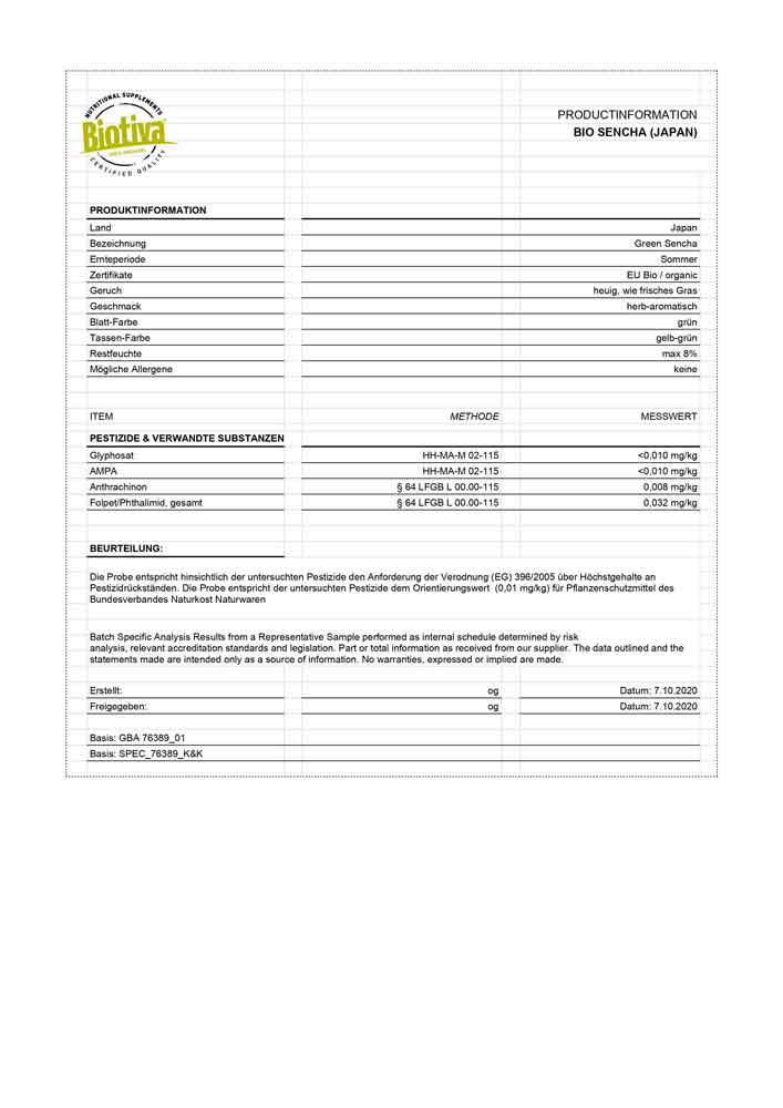 Sencha Japan Grüntee Bio