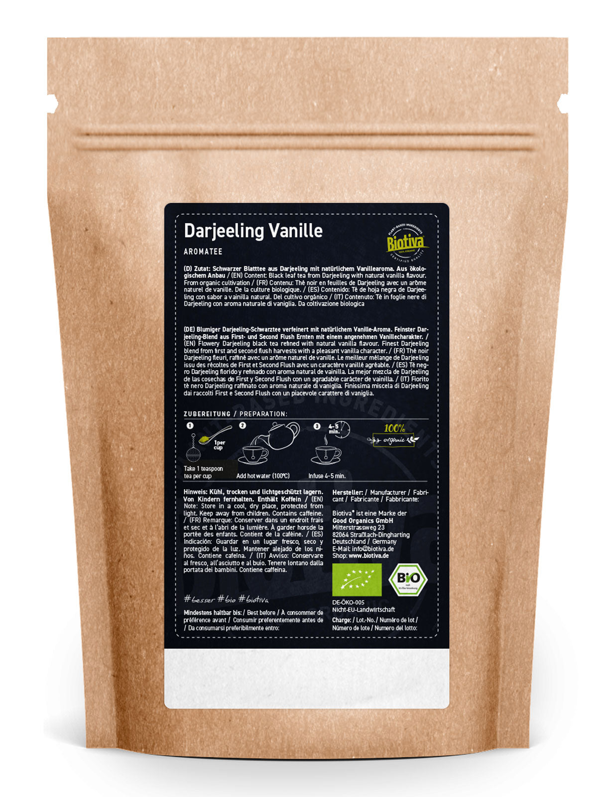 Schwarztee Darjeeling Vanille Bio