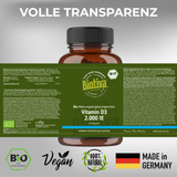 Bio Nahrungsergänzungsmittel mit Vitamin D3 2.000 IE 90 Kapseln