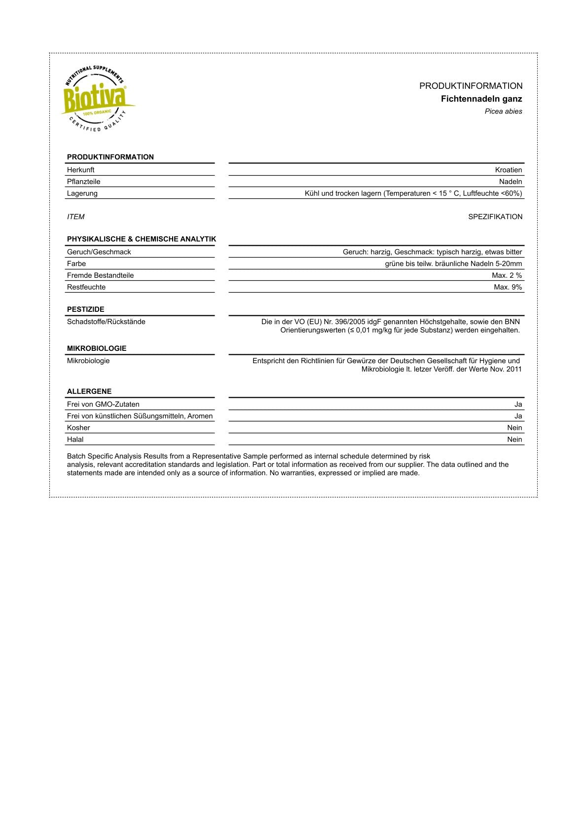 Fichtennadeltee Bio