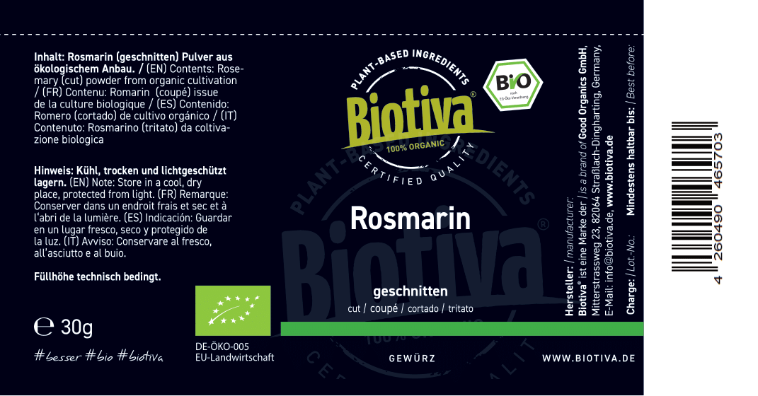 Rosmarin im Glasstreuer Bio 30g