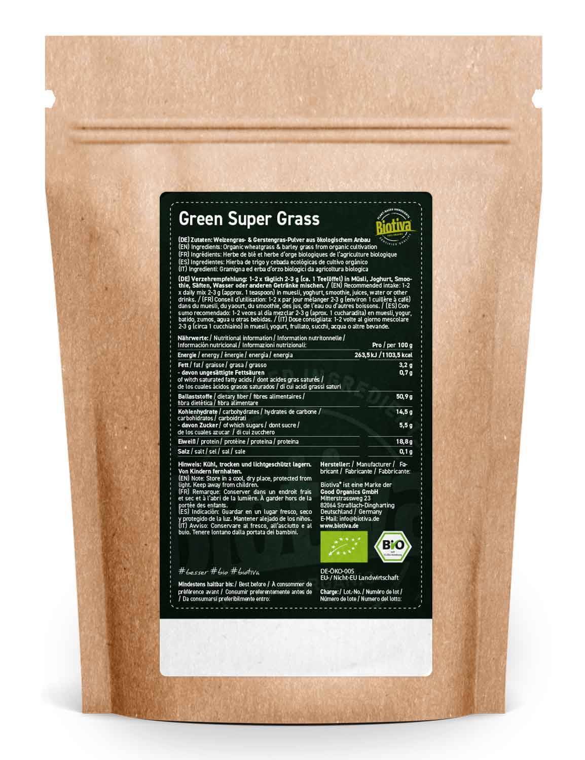 Green Super Gras Pulver Bio, 400g